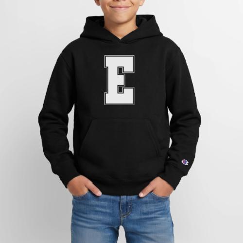 White Letter E – Varsity Alphabet Monogram - Champion Youth Hoodie