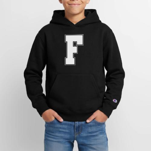 White Letter F – Varsity Alphabet Monogram - Champion Youth Hoodie