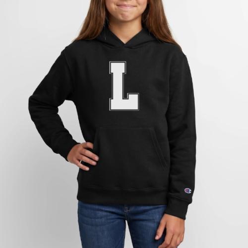 White Letter L – Varsity Alphabet Monogram - Champion Youth Hoodie