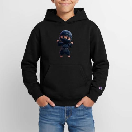 Cute Cartoon Ninja Toddler in Fight Pose - Champion Youth Hoodie