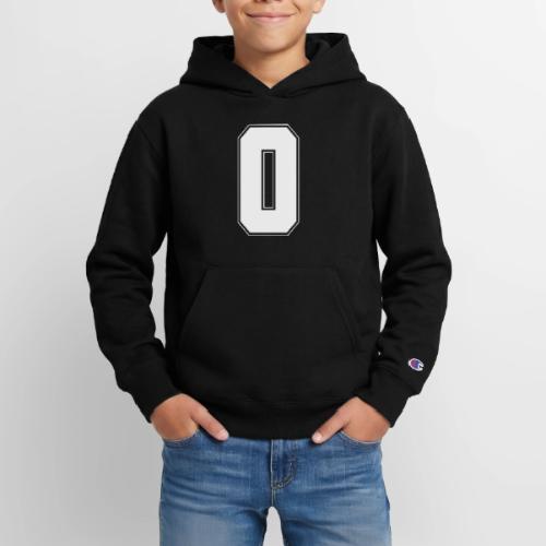 White Number 0 – Varsity Font - Champion Youth Hoodie