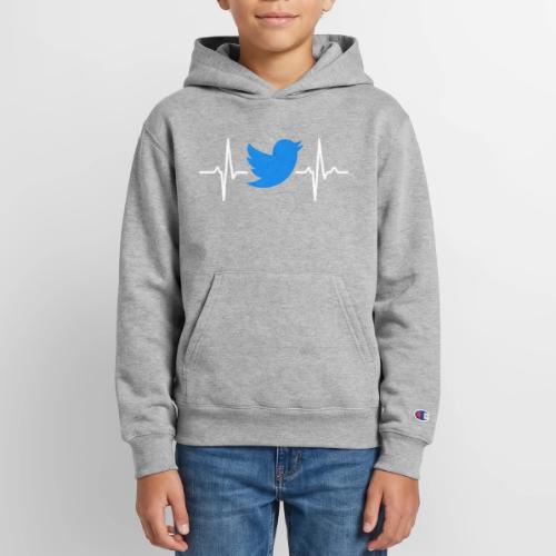 Social Media Heartbeat Blue Bird Graphic - Champion Youth Hoodie