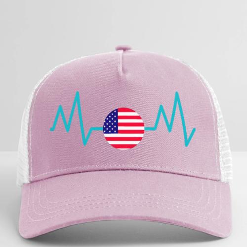 Heartbeat USA Flag – Patriotic American Pride Tee - Eco Trucker Cap