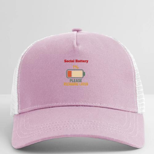 Social Battery 1 Percent Funny Saying tshirt - Eco Trucker Cap