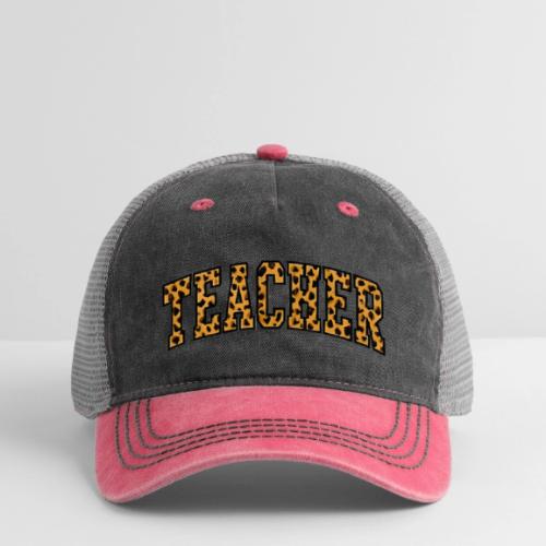 Leopard Print Teacher Typography - Pigment Dyed Trucker Hat