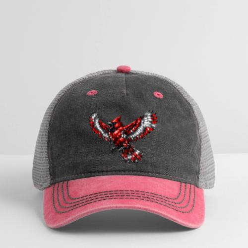 Silver Cardinal in Flight - Pigment Dyed Trucker Hat
