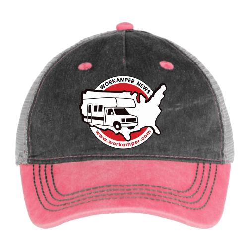 Workamper News Official Logo with Website URL - Pigment Dyed Trucker Hat