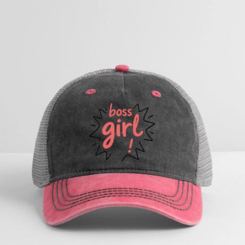 Boss Girl Bold Feminist Statement - Pigment Dyed Trucker Hat