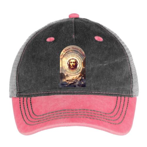 Easter He Is Risen Sacred Face T Shirt, wife Gift - Pigment Dyed Trucker Hat