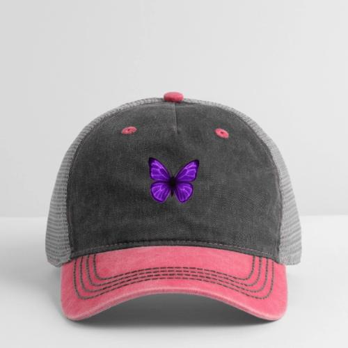 Neon Purple Butterfly - Pigment Dyed Trucker Hat