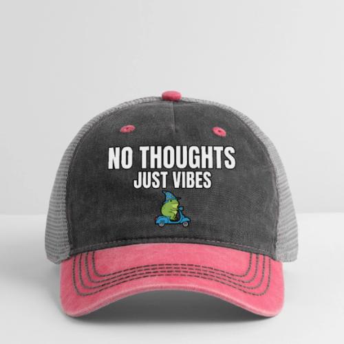 No Thoughts Just Vibes Funny Frog Shirt - Pigment Dyed Trucker Hat