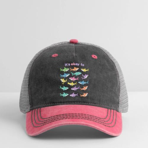 It’s Okay To – Cute Pastel Shark - Pigment Dyed Trucker Hat
