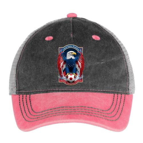 USA Eagle Emblem T Shirt, USA Soccer Pride Gift - Pigment Dyed Trucker Hat