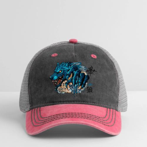 Blue Wolf Graffiti Street Art - Pigment Dyed Trucker Hat
