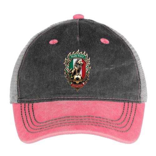 Italy Wolf Fury T-Shirt, Italian Flag Pride Gift - Pigment Dyed Trucker Hat