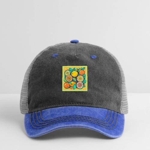 Citrus Fruit Art Design - Pigment Dyed Trucker Hat