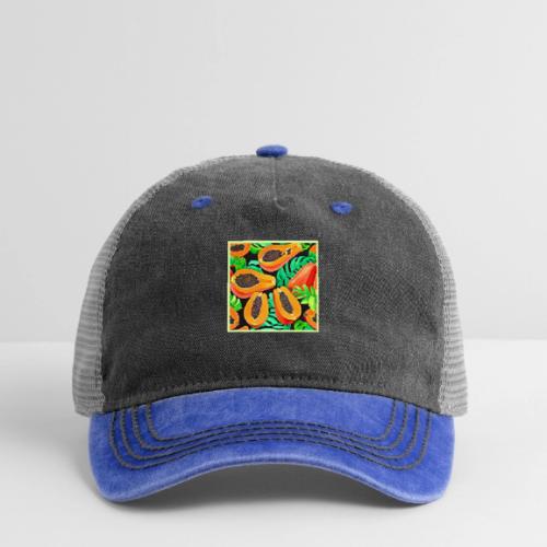 Papaya and Leaves Fresh Pattern - Pigment Dyed Trucker Hat