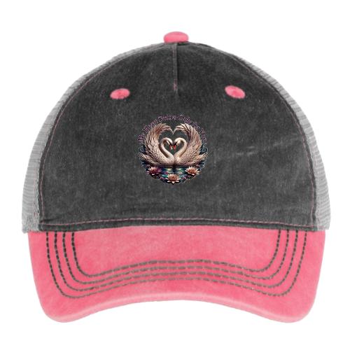 My Heart Swims Only for You Swan Heart T-Shirt - Pigment Dyed Trucker Hat