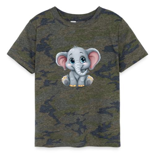 Sweet Cartoon Baby Elephant with Big Eyes - Toddler Fine Jersey T-Shirt