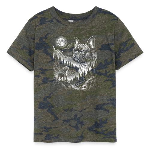 Vintage French Bulldog Moon Howling Tee - Toddler Fine Jersey T-Shirt