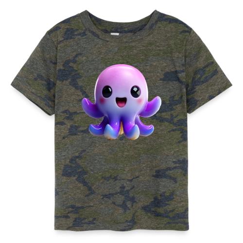 Joyful Cartoon Purple Baby Octopus with Big Smile - Toddler Fine Jersey T-Shirt