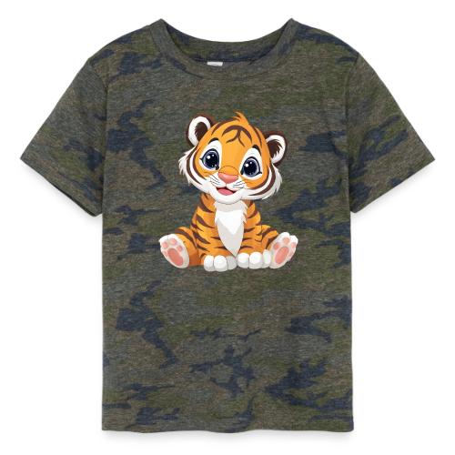 Adorable Cartoon Tiger Cub with Innocent Eyes - Toddler Fine Jersey T-Shirt