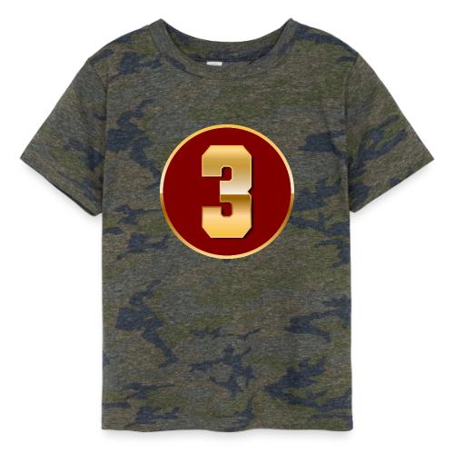 Number 3 in Gold Varsity Font - Toddler Fine Jersey T-Shirt