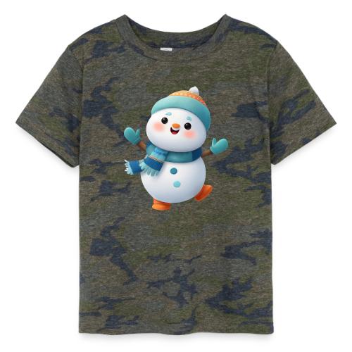 Joyful Cartoon Snowman Arms Up - Toddler Fine Jersey T-Shirt