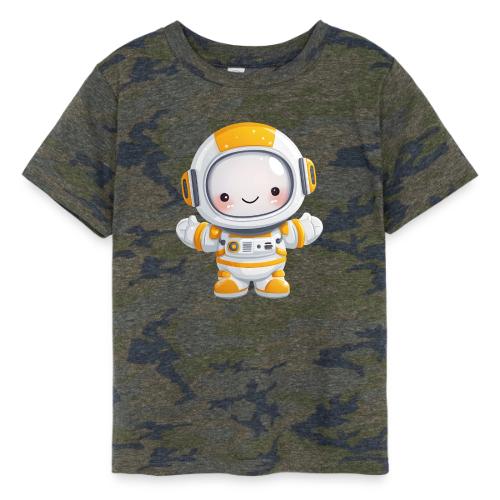 Cute Cartoon Baby Astronaut in White and Yellow - Toddler Fine Jersey T-Shirt