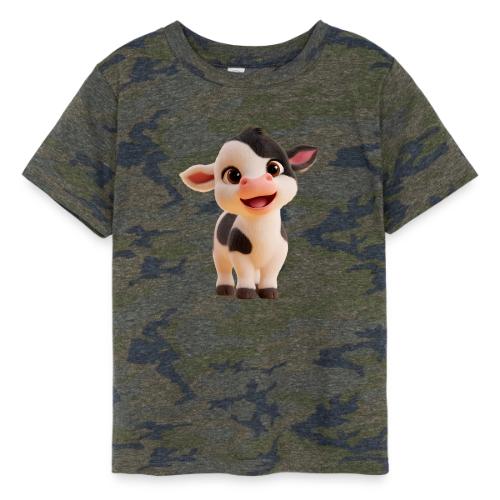Joyful Cartoon Baby Cow Standing - Toddler Fine Jersey T-Shirt