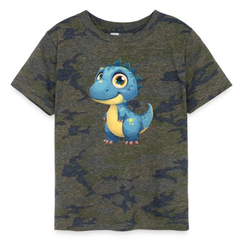Smiling Blue and Yellow Baby Dinosaur - Toddler Fine Jersey T-Shirt
