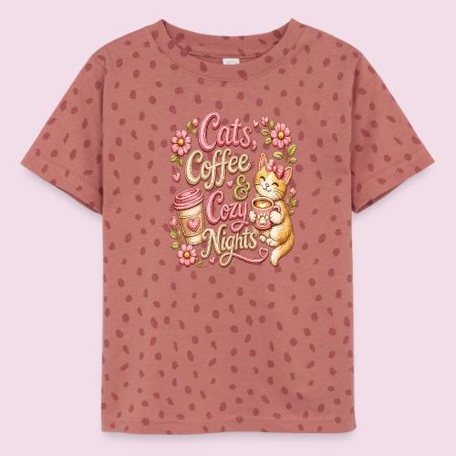 Cats, Coffee & Cozy Nights Faux Stitched Design - Toddler Fine Jersey T-Shirt