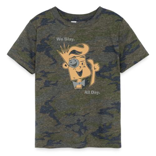 We Slay All Day Shiny Shirt Metallic Silver & Gold - Toddler Fine Jersey T-Shirt