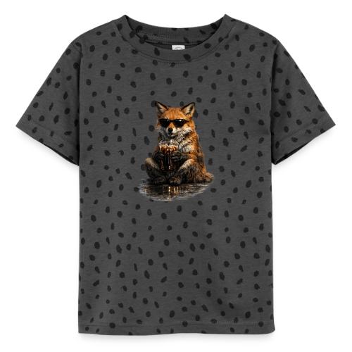 Cool Red Fox Wearing Sunglasses Drinking Coffee - Toddler Fine Jersey T-Shirt
