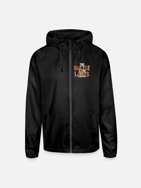 The Battle Is the Lord’s - 1 Sam 17:47 - Unisex Lightweight Windbreaker Jacket - black - Front