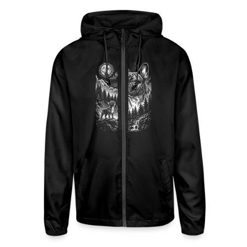 Vintage French Bulldog Moon Howling Tee - Unisex Lightweight Windbreaker Jacket