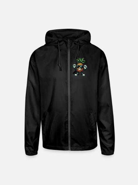 Cool Pineapple with Sunglasses Comic Fruit - Unisex Lightweight Windbreaker Jacket - black - Front