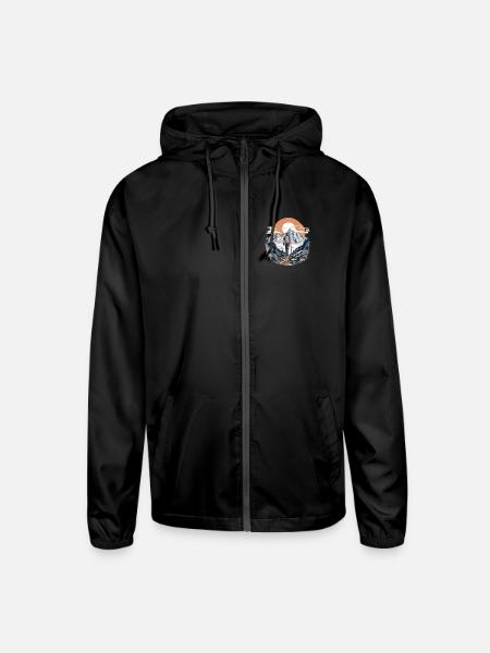 Majestic Mountain Trekking Scene - Unisex Lightweight Windbreaker Jacket - black - Front
