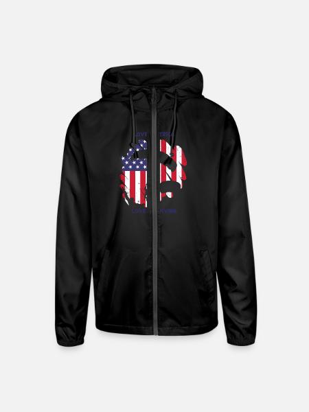 Skydiving, love America - Unisex Lightweight Windbreaker Jacket - black - Front