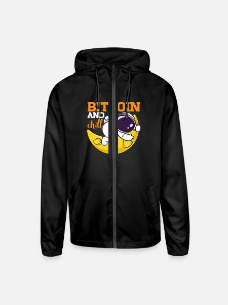 Bitcoin and Chill - Unisex Lightweight Windbreaker Jacket - black - Front