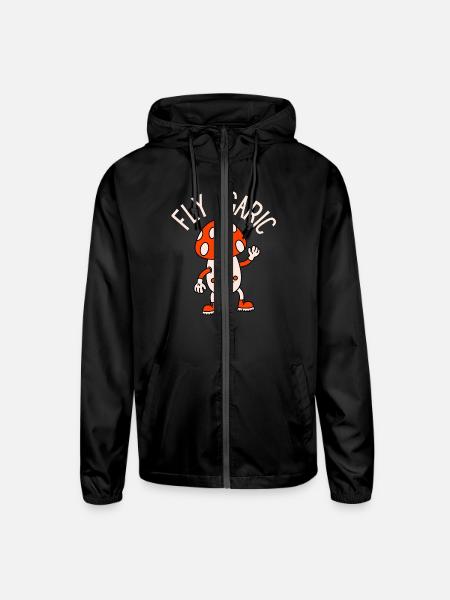 Idée cadeau Champignon : Fly agaric - Unisex Lightweight Windbreaker Jacket - black - Front