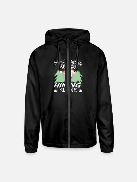Friends don't let Friends Hiking alone Trekking - Unisex Lightweight Windbreaker Jacket - black - Front