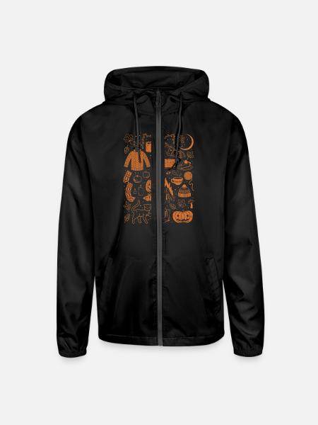 Easy Steps More Autumn Nights Halloween Reasons - Unisex Lightweight Windbreaker Jacket - black - Front
