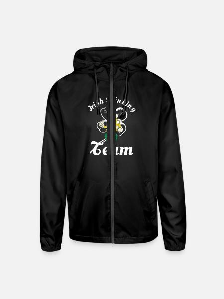 Idée cadeau sait Patrick day : Irish drinking team - Unisex Lightweight Windbreaker Jacket - black - Front