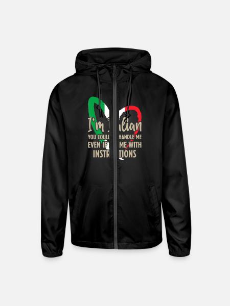 Funny Italian Sayings Im Italian - Unisex Lightweight Windbreaker Jacket - black - Front