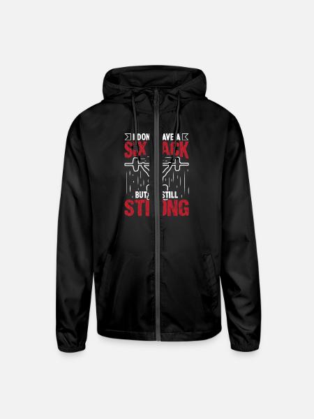 Strongman no six pack still strong bodybuilding - Unisex Lightweight Windbreaker Jacket - black - Front