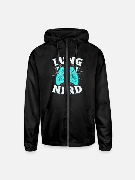 Respiratory Therapist Lung Nerd RRT CRT RT Pulmon - Unisex Lightweight Windbreaker Jacket - black - Front