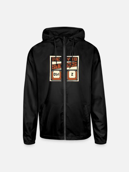 Key To Success Ctrl Z Sysadmin Admin Administrator - Unisex Lightweight Windbreaker Jacket - black - Front