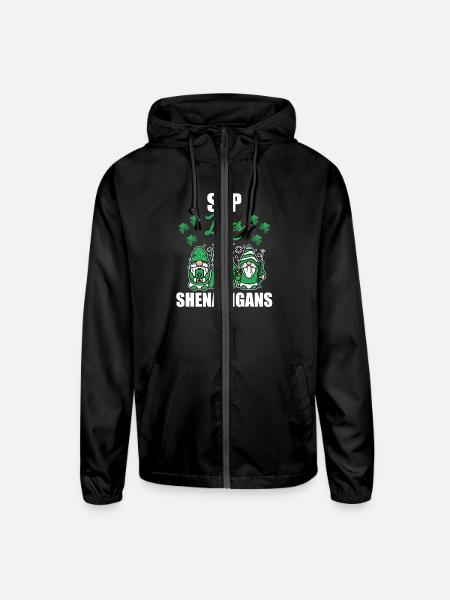 SLP Loves Shenanigans St. Patricks Day - Unisex Lightweight Windbreaker Jacket - black - Front
