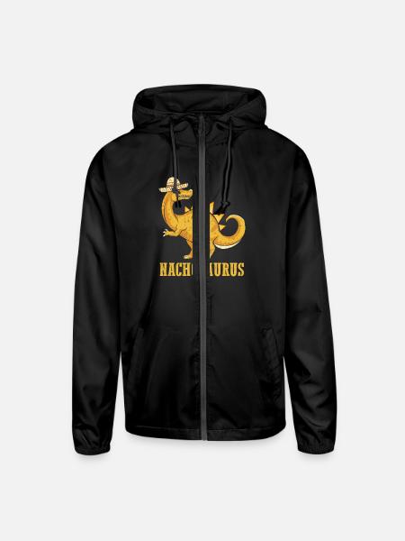 Nachosaurus Mexican Nachos Mexico Dino - Unisex Lightweight Windbreaker Jacket - black - Front